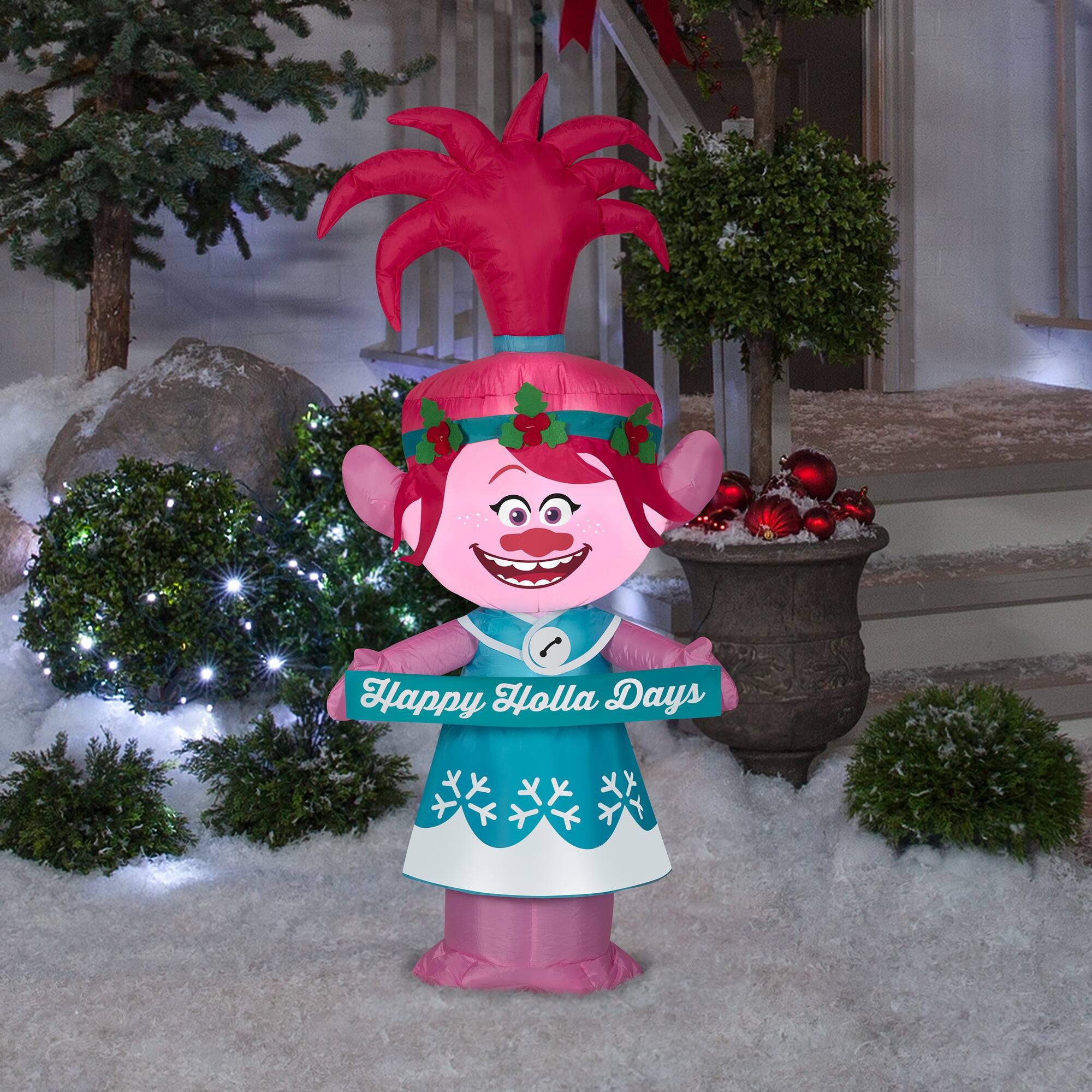4ft. Airblown® Inflatable Poppy in Holiday Outfit with Banner